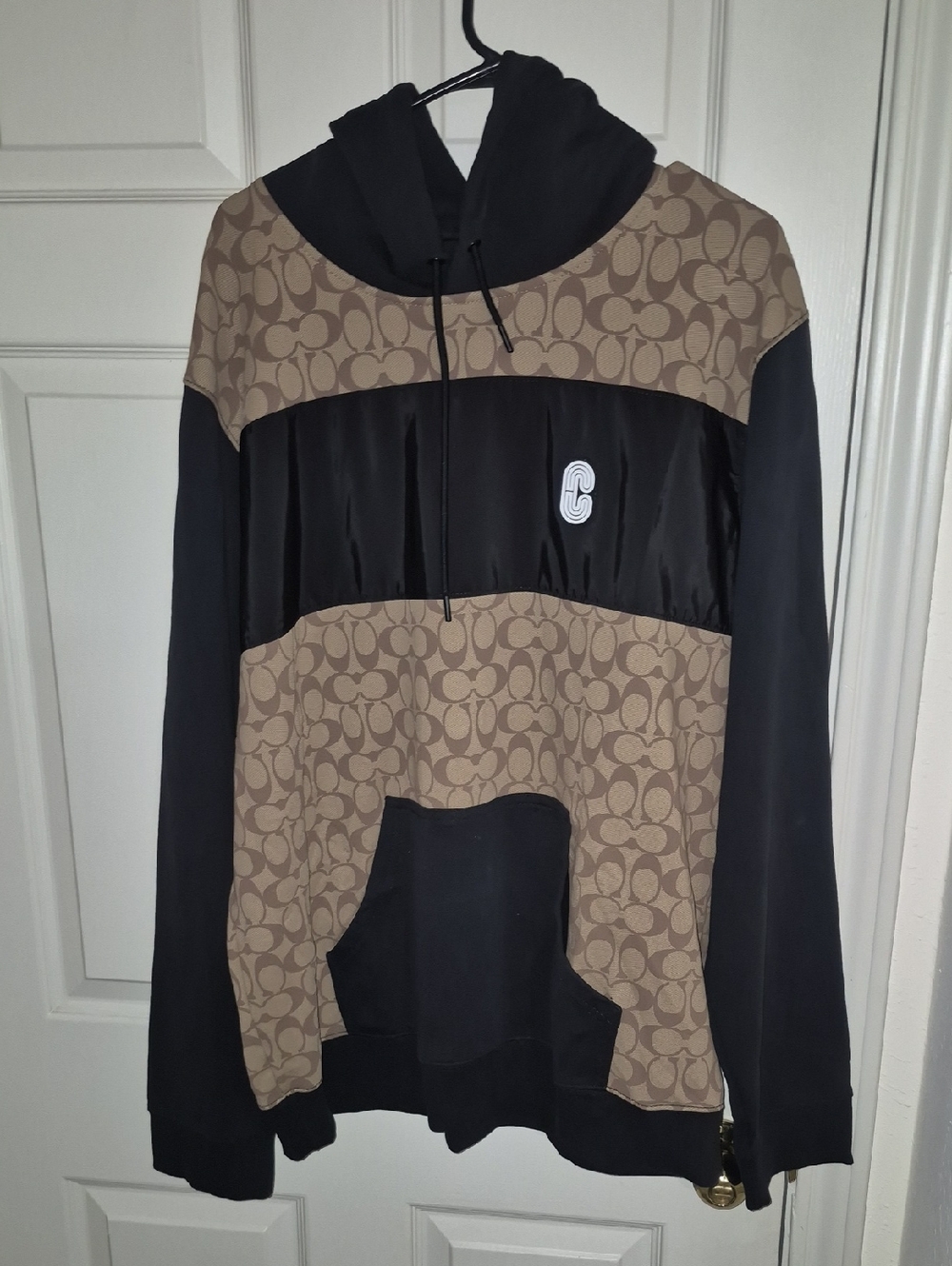 Coach Men’s 2X Signature Colorblock Hoodie Black Khaki  Like New
